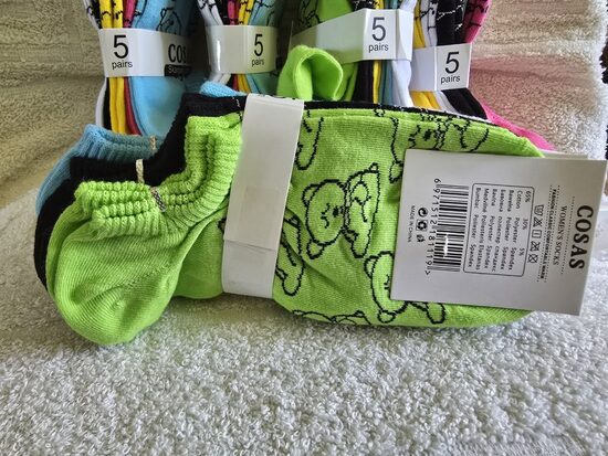 Krasainas zeķes īsas 5 gb paka