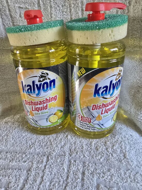 Турецкое средство для мытья посуды с губкой 1 литр Лимон